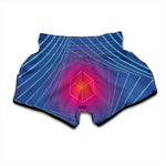 Blue Geometric EDM Light Print Muay Thai Boxing Shorts