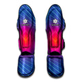 Blue Geometric EDM Light Print Muay Thai Shin Guards