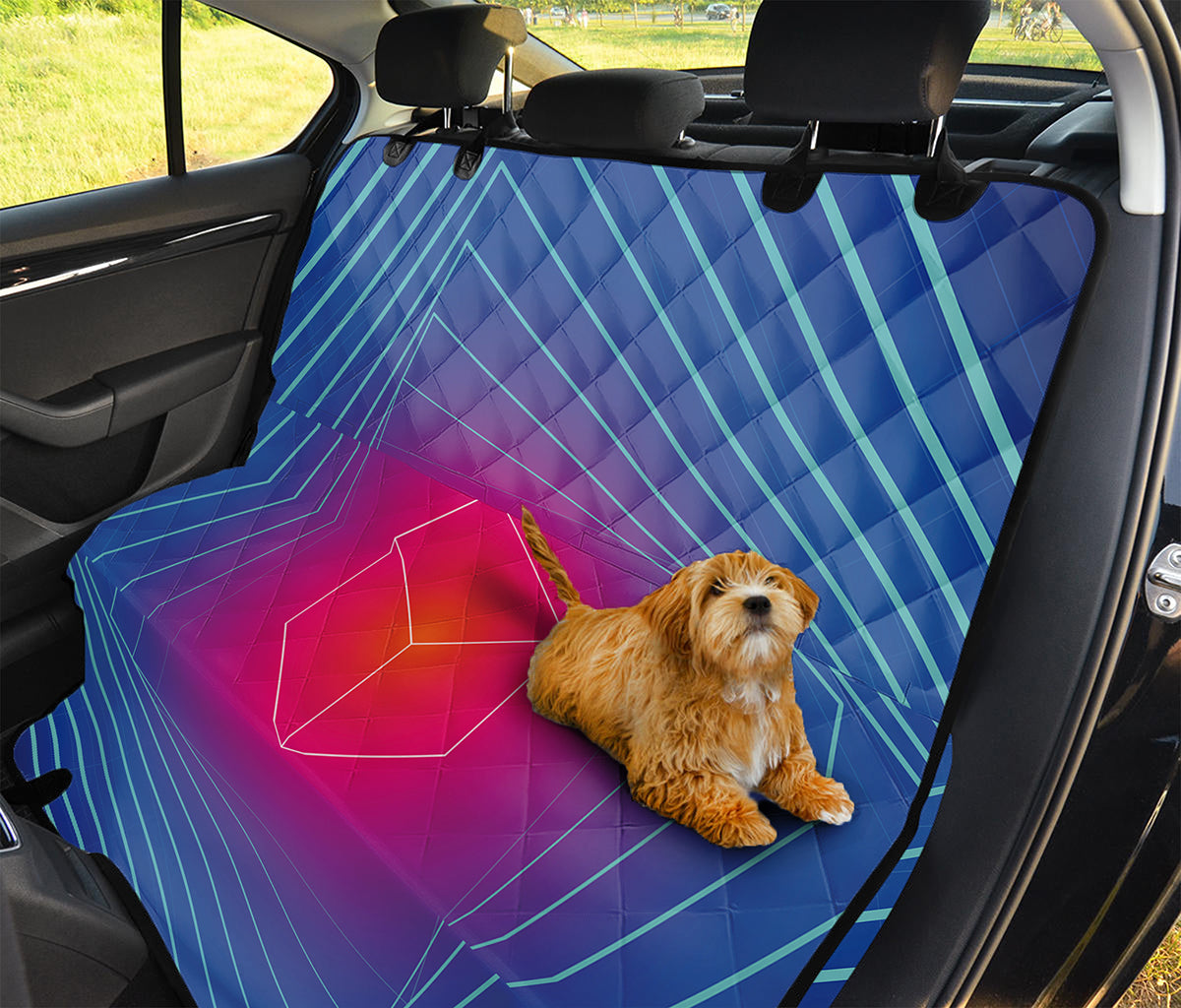 Blue Geometric EDM Light Print Pet Car Back Seat Cover