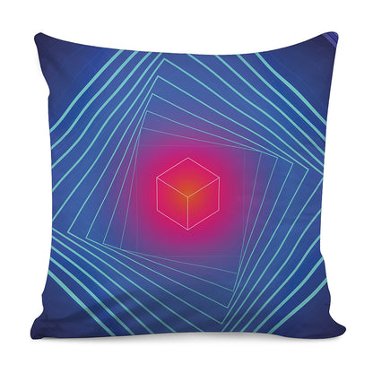 Blue Geometric EDM Light Print Pillow Cover