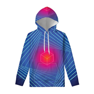 Blue Geometric EDM Light Print Pullover Hoodie