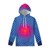 Blue Geometric EDM Light Print Pullover Hoodie