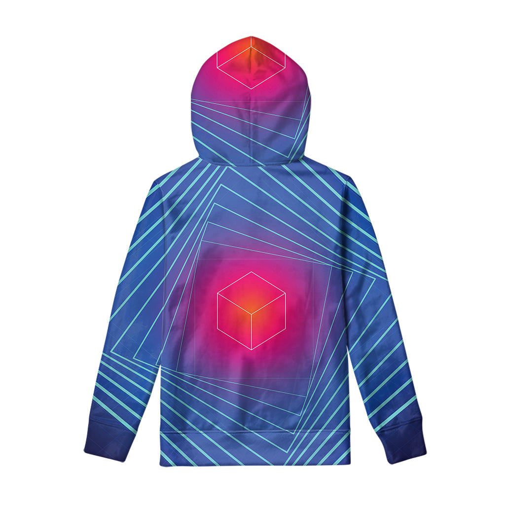 Blue Geometric EDM Light Print Pullover Hoodie