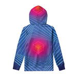 Blue Geometric EDM Light Print Pullover Hoodie