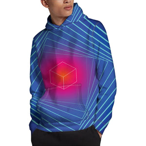 Blue Geometric EDM Light Print Pullover Hoodie