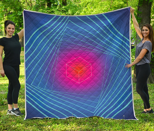 Blue Geometric EDM Light Print Quilt