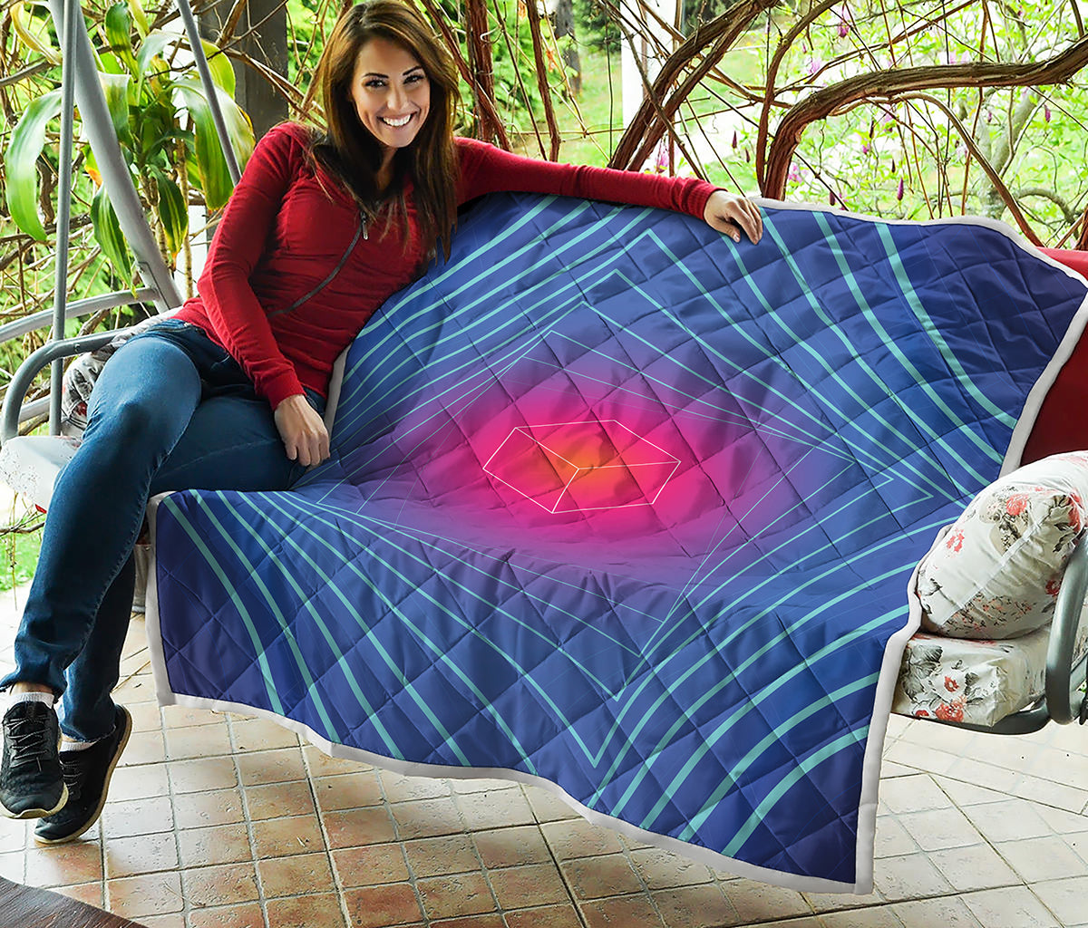 Blue Geometric EDM Light Print Quilt
