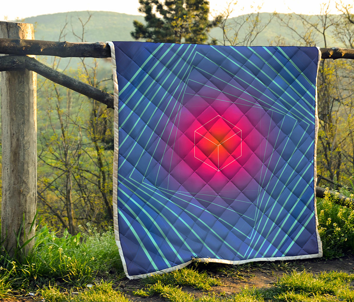 Blue Geometric EDM Light Print Quilt