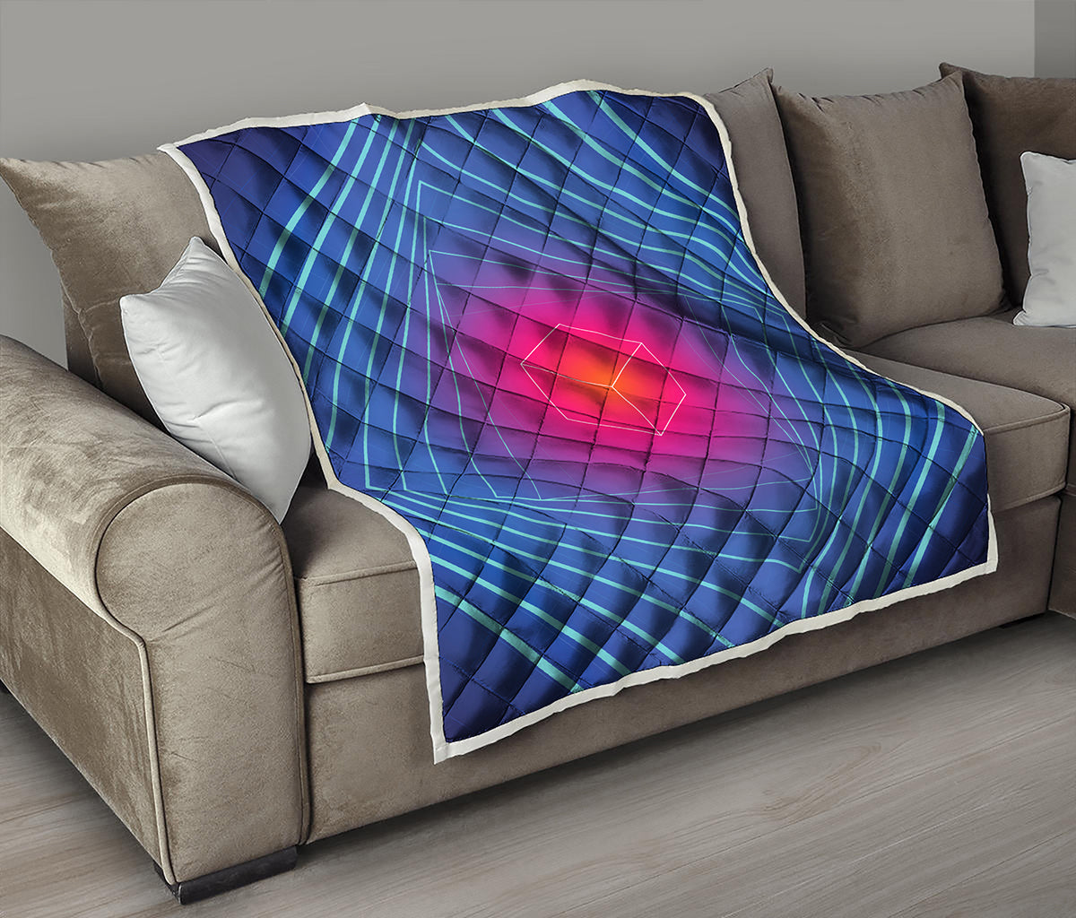 Blue Geometric EDM Light Print Quilt