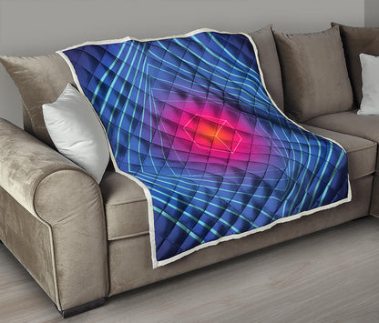 Blue Geometric EDM Light Print Quilt