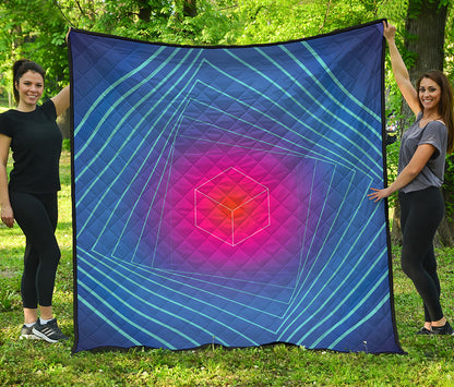 Blue Geometric EDM Light Print Quilt