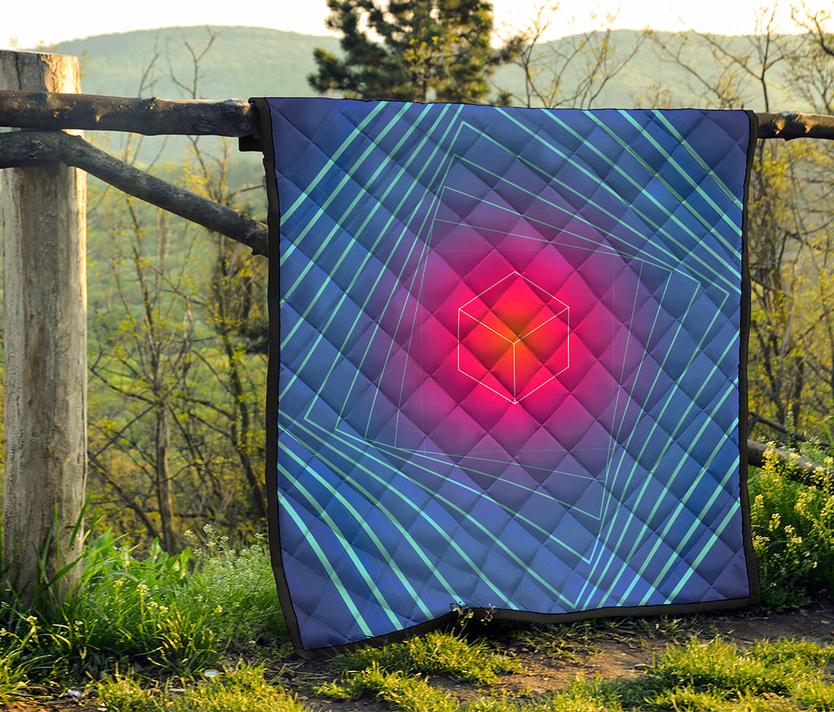 Blue Geometric EDM Light Print Quilt