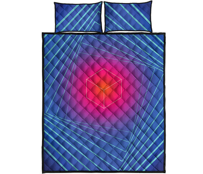 Blue Geometric EDM Light Print Quilt Bed Set