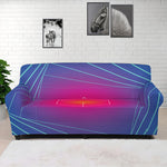 Blue Geometric EDM Light Print Sofa Cover