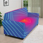 Blue Geometric EDM Light Print Sofa Cover