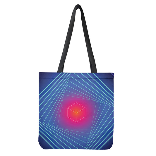 Blue Geometric EDM Light Print Tote Bag