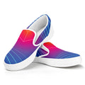 Blue Geometric EDM Light Print White Slip On Sneakers