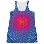 Blue Geometric EDM Light Print Women's Racerback Tank Top