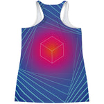 Blue Geometric EDM Light Print Women's Racerback Tank Top