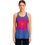 Blue Geometric EDM Light Print Women's Racerback Tank Top