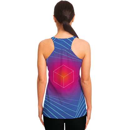 Blue Geometric EDM Light Print Women's Racerback Tank Top