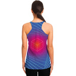 Blue Geometric EDM Light Print Women's Racerback Tank Top
