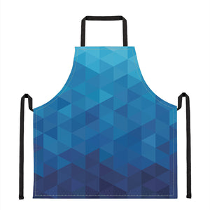 Blue Geometric Triangle Pattern Print Apron