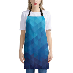 Blue Geometric Triangle Pattern Print Apron