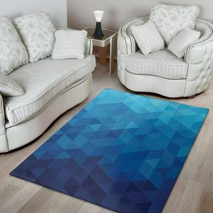 Blue Geometric Triangle Pattern Print Area Rug