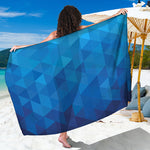 Blue Geometric Triangle Pattern Print Beach Sarong Wrap