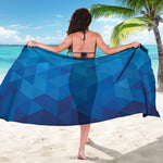 Blue Geometric Triangle Pattern Print Beach Sarong Wrap