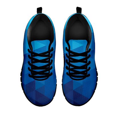 Blue Geometric Triangle Pattern Print Black Sneakers