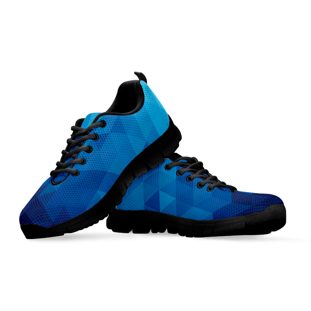 Blue Geometric Triangle Pattern Print Black Sneakers