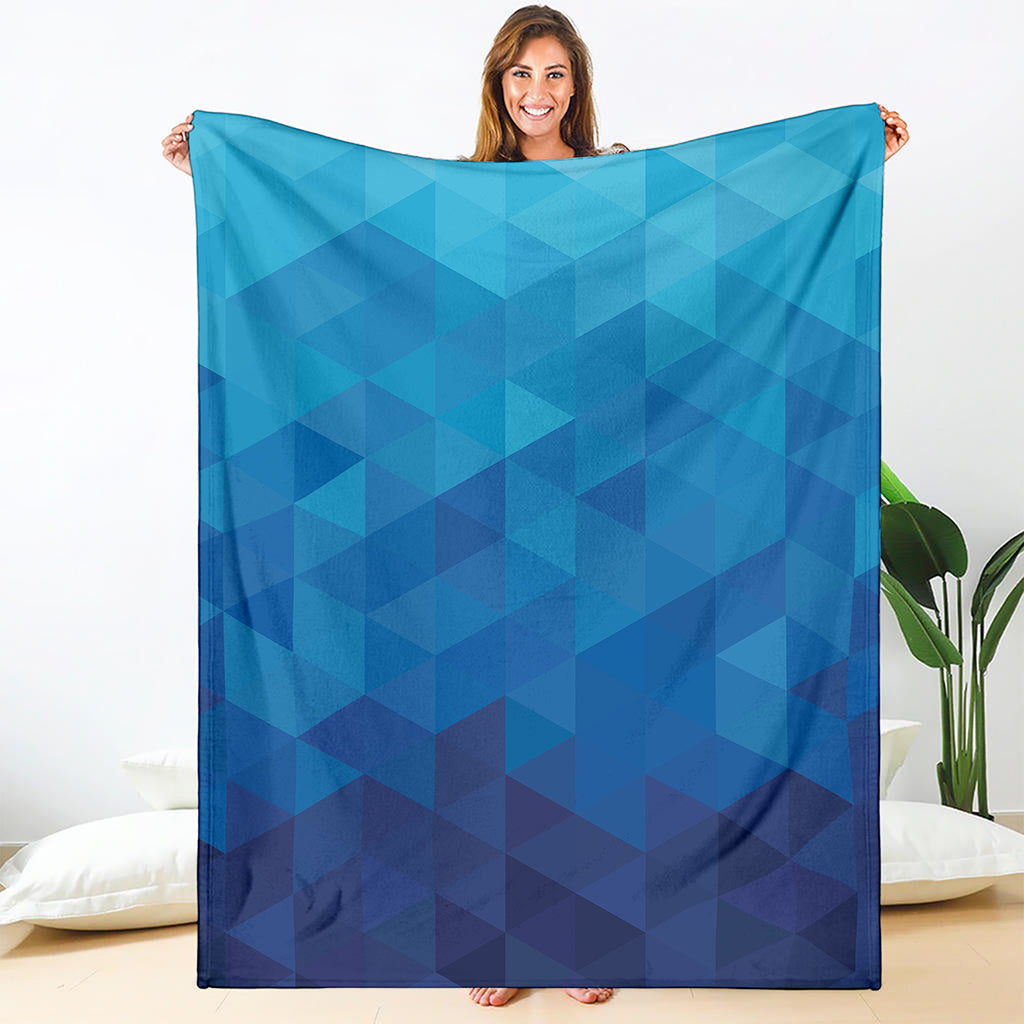 Blue Geometric Triangle Pattern Print Blanket