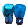 Blue Geometric Triangle Pattern Print Boxing Gloves