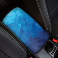 Blue Geometric Triangle Pattern Print Car Center Console Cover