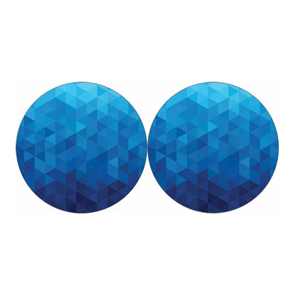 Blue Geometric Triangle Pattern Print Car Coasters