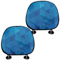 Blue Geometric Triangle Pattern Print Car Headrest Covers