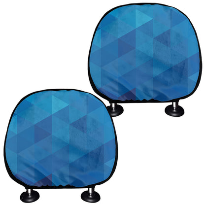 Blue Geometric Triangle Pattern Print Car Headrest Covers