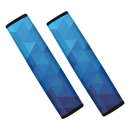 Blue Geometric Triangle Pattern Print Car Seat Belt Covers