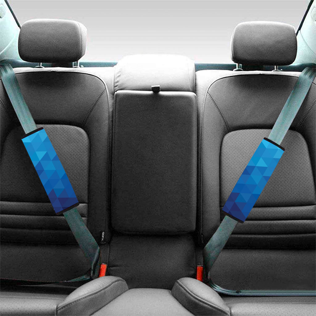 Blue Geometric Triangle Pattern Print Car Seat Belt Covers