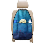 Blue Geometric Triangle Pattern Print Car Seat Organizers