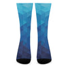 Blue Geometric Triangle Pattern Print Crew Socks