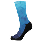 Blue Geometric Triangle Pattern Print Crew Socks