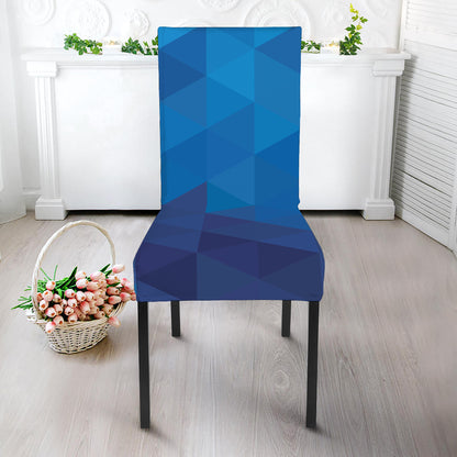 Blue Geometric Triangle Pattern Print Dining Chair Slipcover