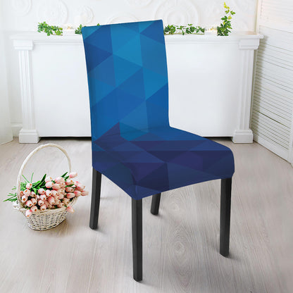 Blue Geometric Triangle Pattern Print Dining Chair Slipcover