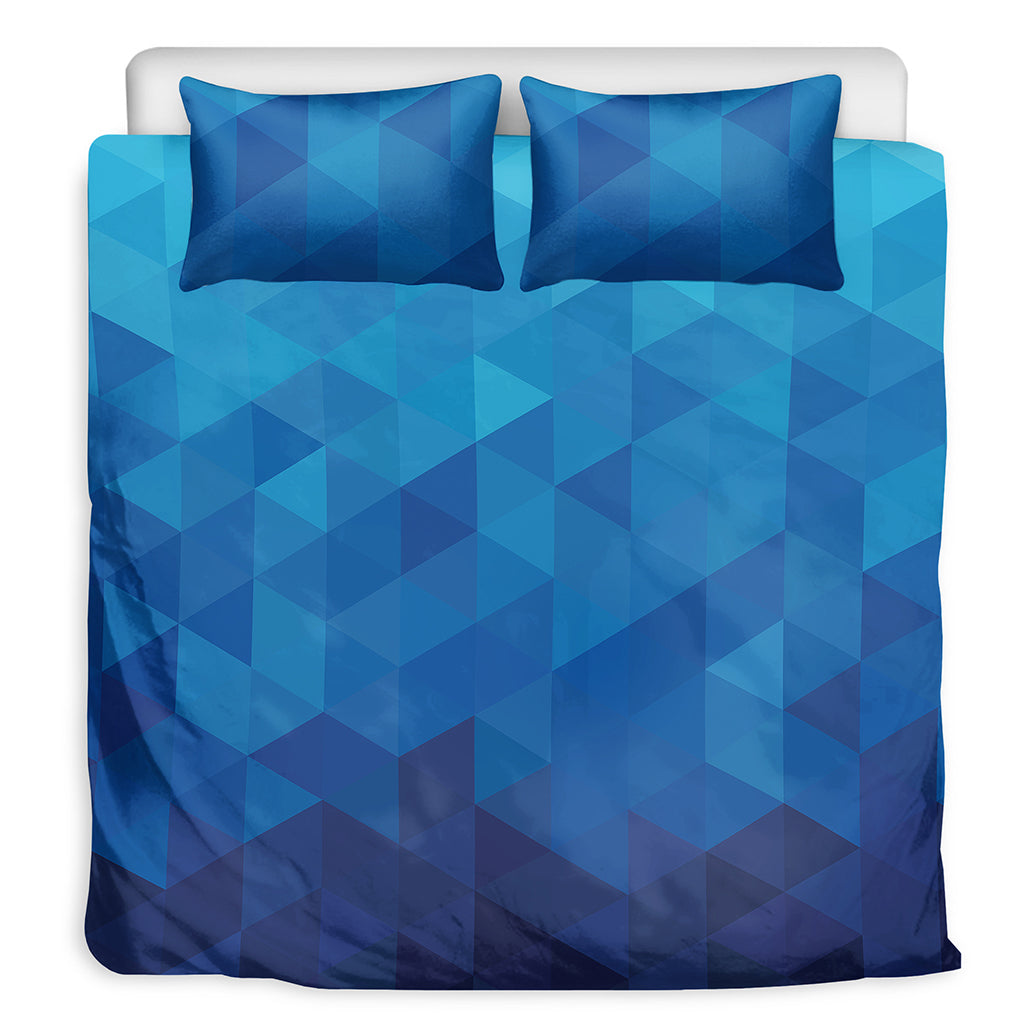 Blue Geometric Triangle Pattern Print Duvet Cover Bedding Set