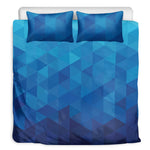 Blue Geometric Triangle Pattern Print Duvet Cover Bedding Set