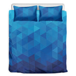 Blue Geometric Triangle Pattern Print Duvet Cover Bedding Set