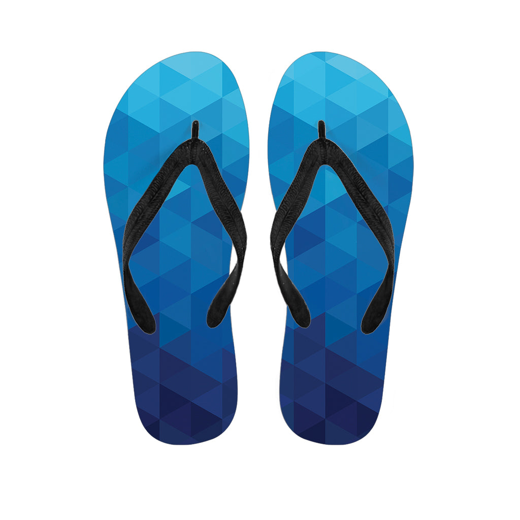 Blue Geometric Triangle Pattern Print Flip Flops